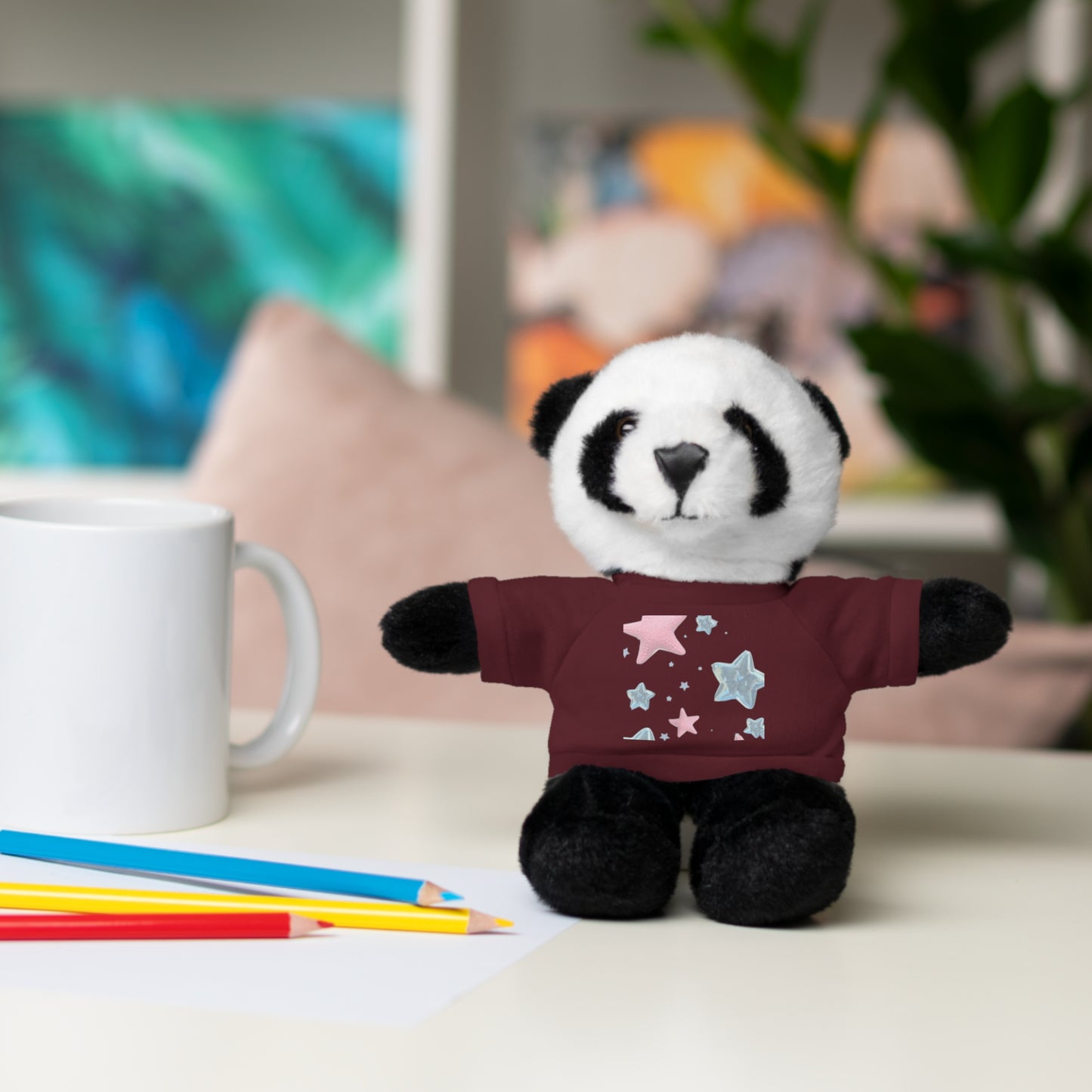 Adorable Stuffed Bear with Tee, Cute Gift for Kids, Soft Plush Toy for Birthdays, Nursery Decor, Cuddle Buddies
