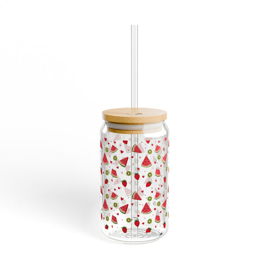 Watermelon And Kiwis Sipper Glass, 16oz