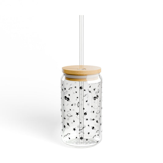 Celestial Sipper Glass, 16oz | Starry Tumbler for Eco-Friendly Drinks, Outer Space Decor, Gift for Astronaut Lovers, Summer Parties