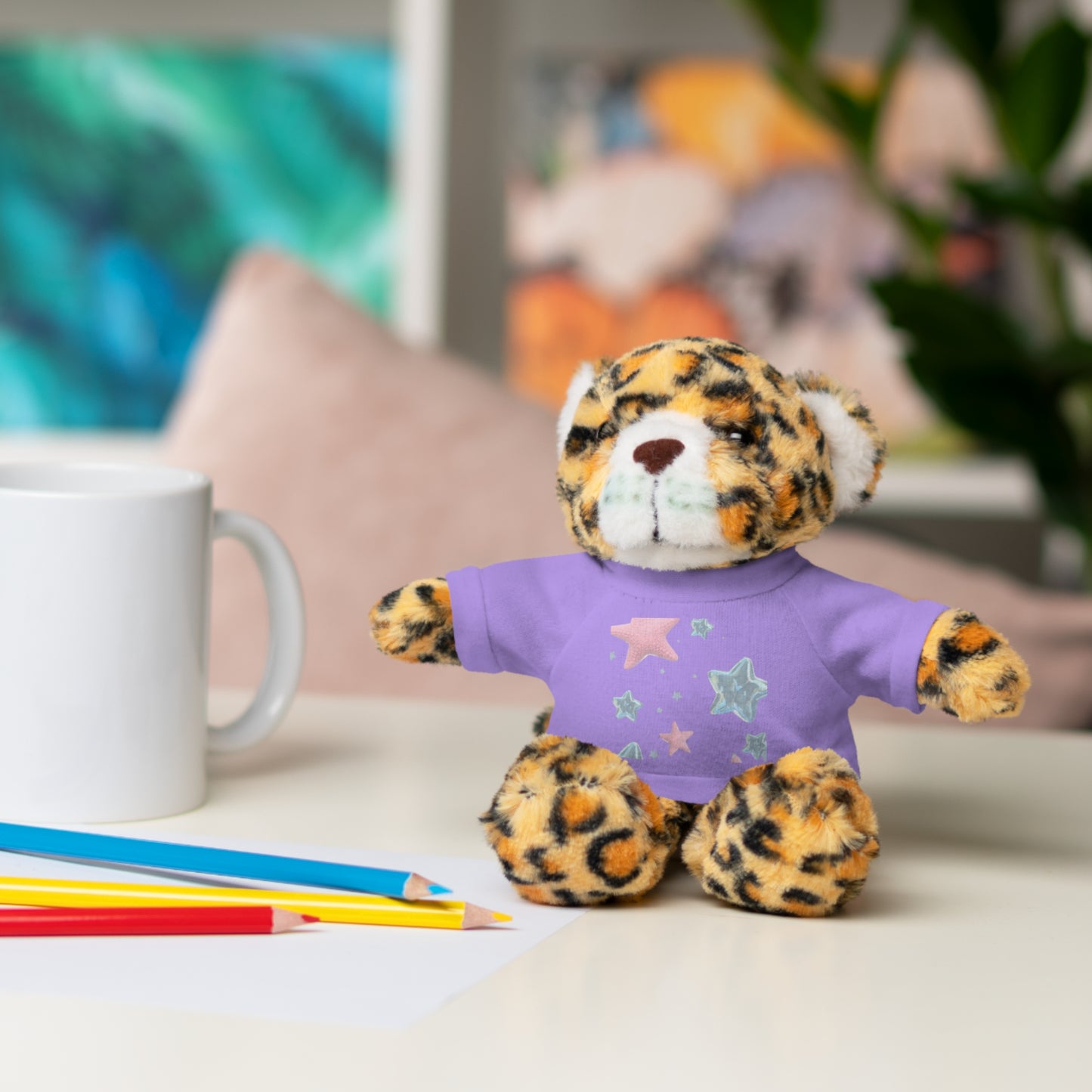 Adorable Stuffed Bear with Tee, Cute Gift for Kids, Soft Plush Toy for Birthdays, Nursery Decor, Cuddle Buddies