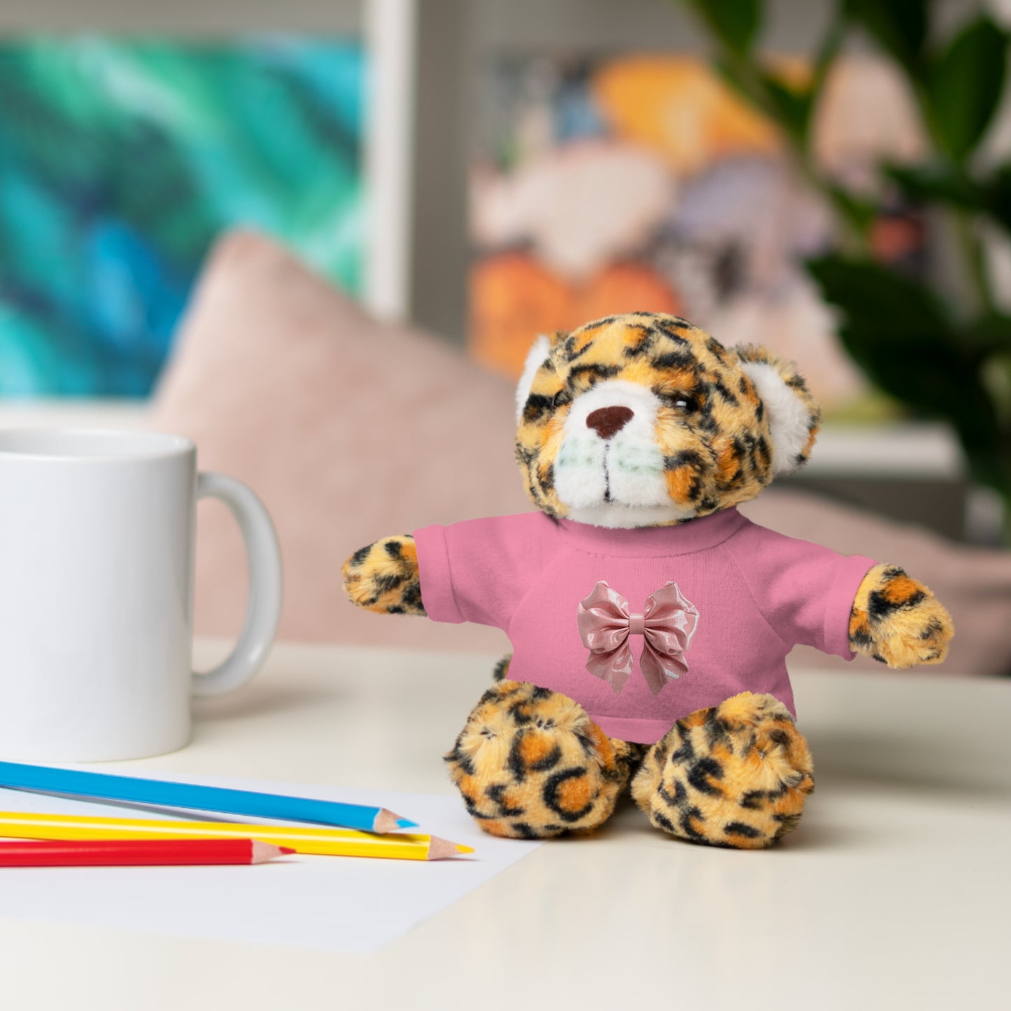 Adorable Customizable Stuffed Animal with Tee, Perfect Gift for Kids, Plush Toy for Birthdays, Baby Shower, Holiday Present, Cuddly Friend