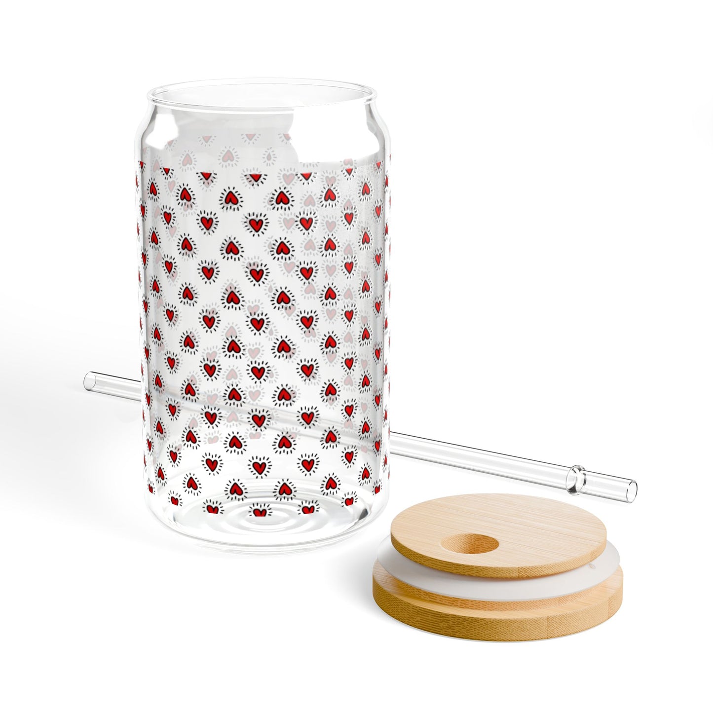 Charming Heart Sipper Glass - 16oz | Decorative Drinkware, Eco-Friendly Beverage Container, Summer Party Essential, Unique Gift for Fun Gatherings