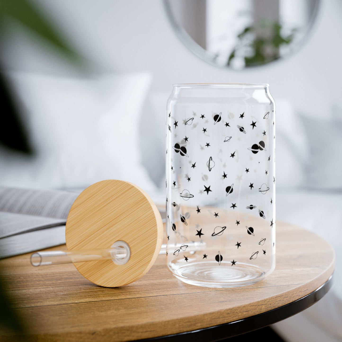 Celestial Sipper Glass, 16oz | Starry Tumbler for Eco-Friendly Drinks, Outer Space Decor, Gift for Astronaut Lovers, Summer Parties