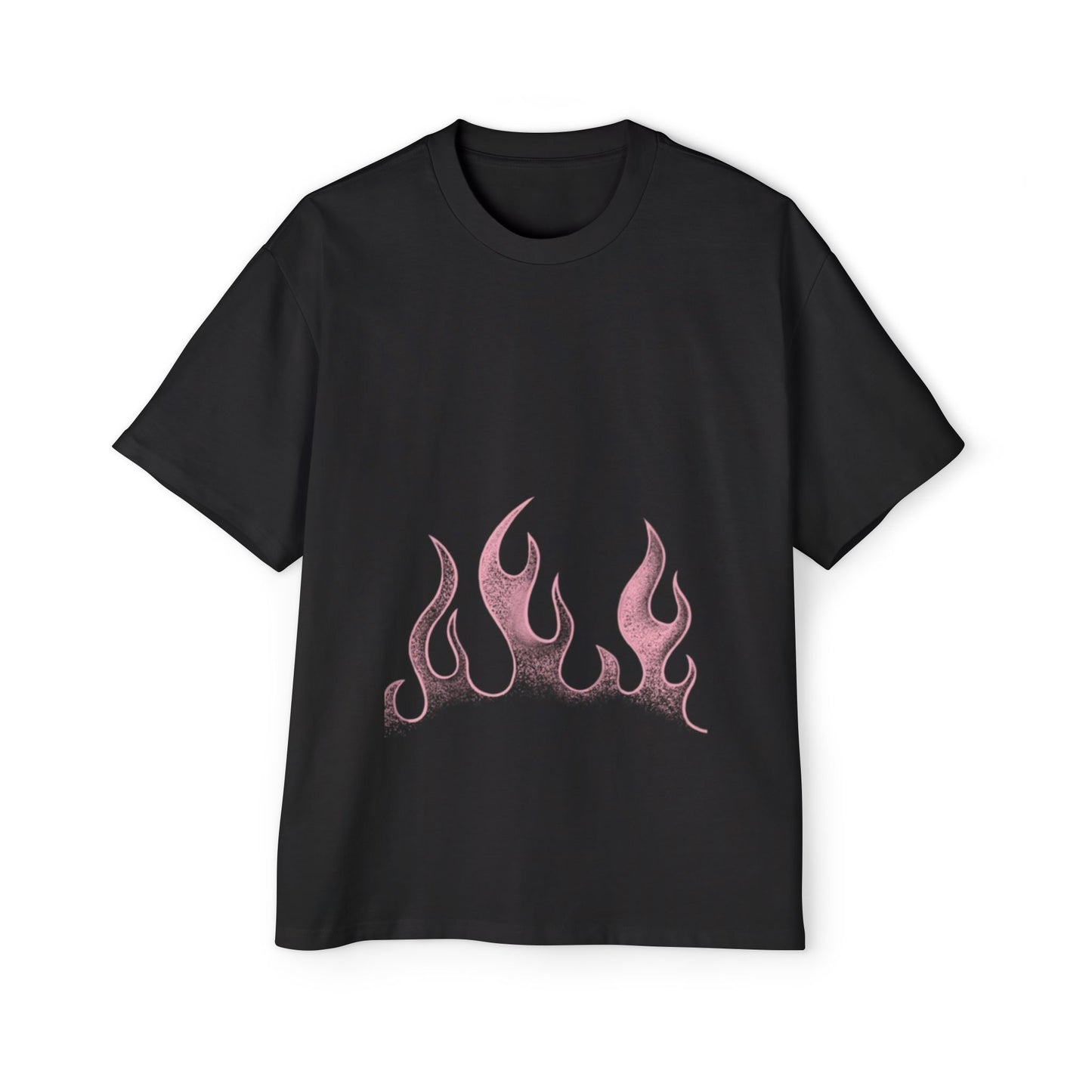 Unisex Pink Flame  Oversized Tee with Pink Flames - Casual Streetwear Shirt, Graphic Tee, Festival Apparel, Unique Gift Idea, Trendy Style