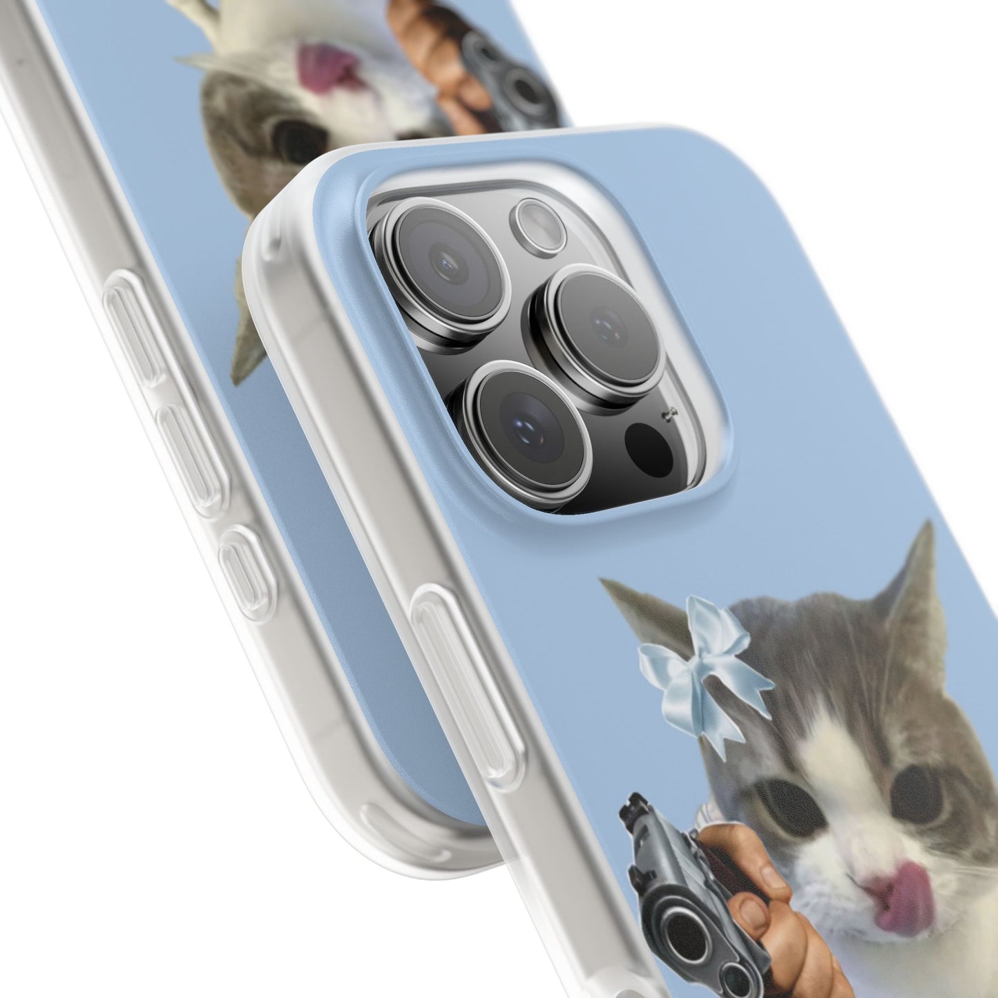 Cute Cat Gun Flexi Case, Funny Cat Phone Case, Unique Pet Lover Gift, Quirky Accessory, Cat-Themed Phone Cover