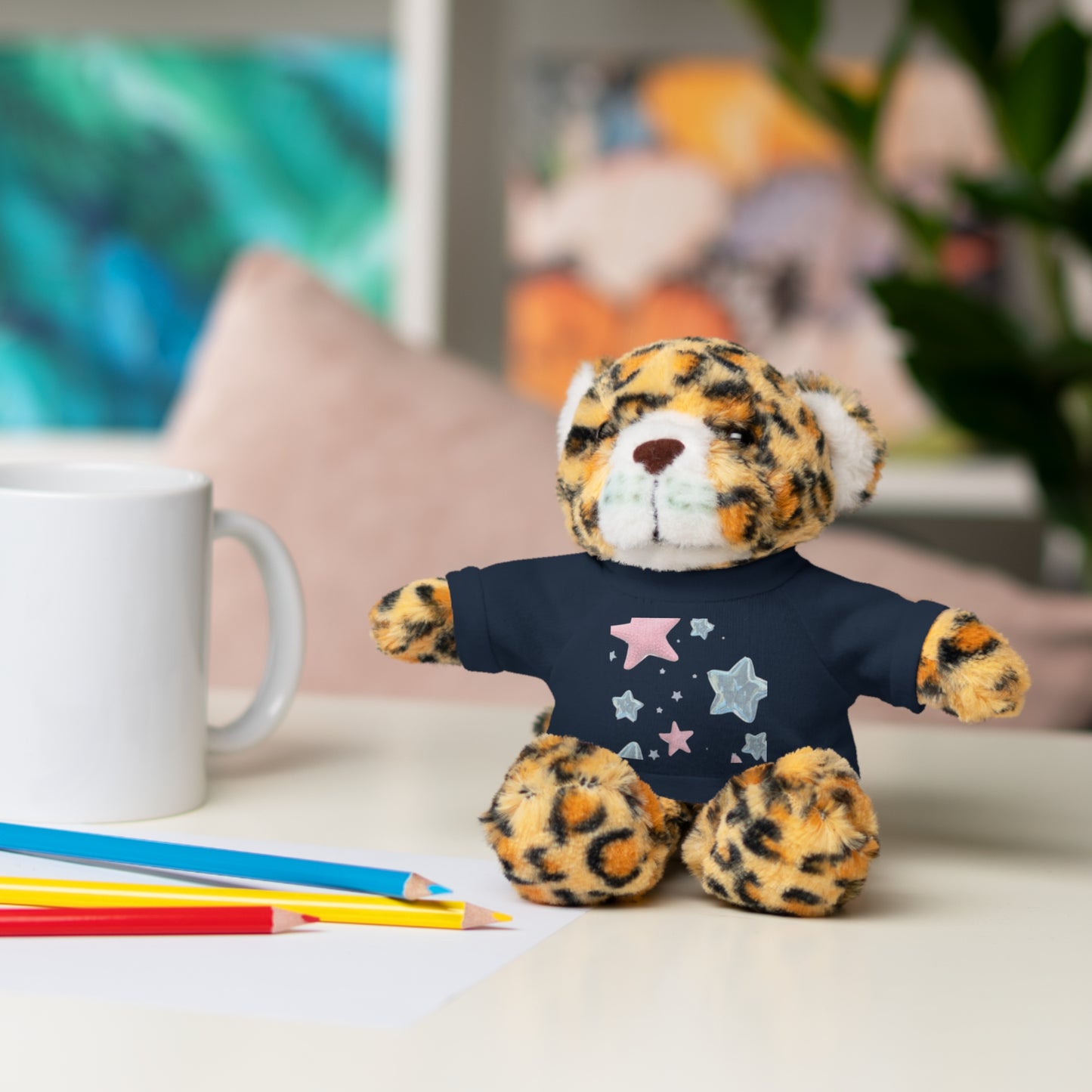 Adorable Stuffed Bear with Tee, Cute Gift for Kids, Soft Plush Toy for Birthdays, Nursery Decor, Cuddle Buddies