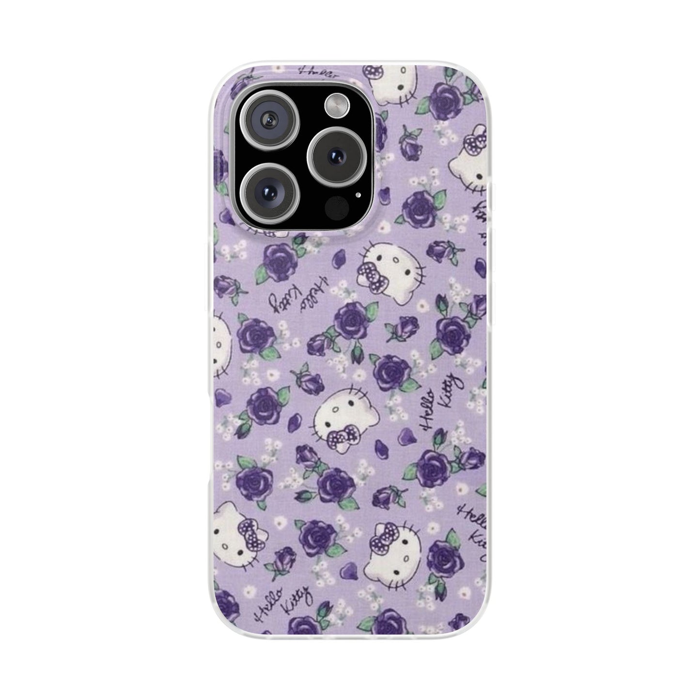 Cute Hello Kitty Purple Floral Phone Case, Kawaii Phone Cover, Flexible iPhone Sleeve, Girly Tech Accessories, Unique Gift Idea