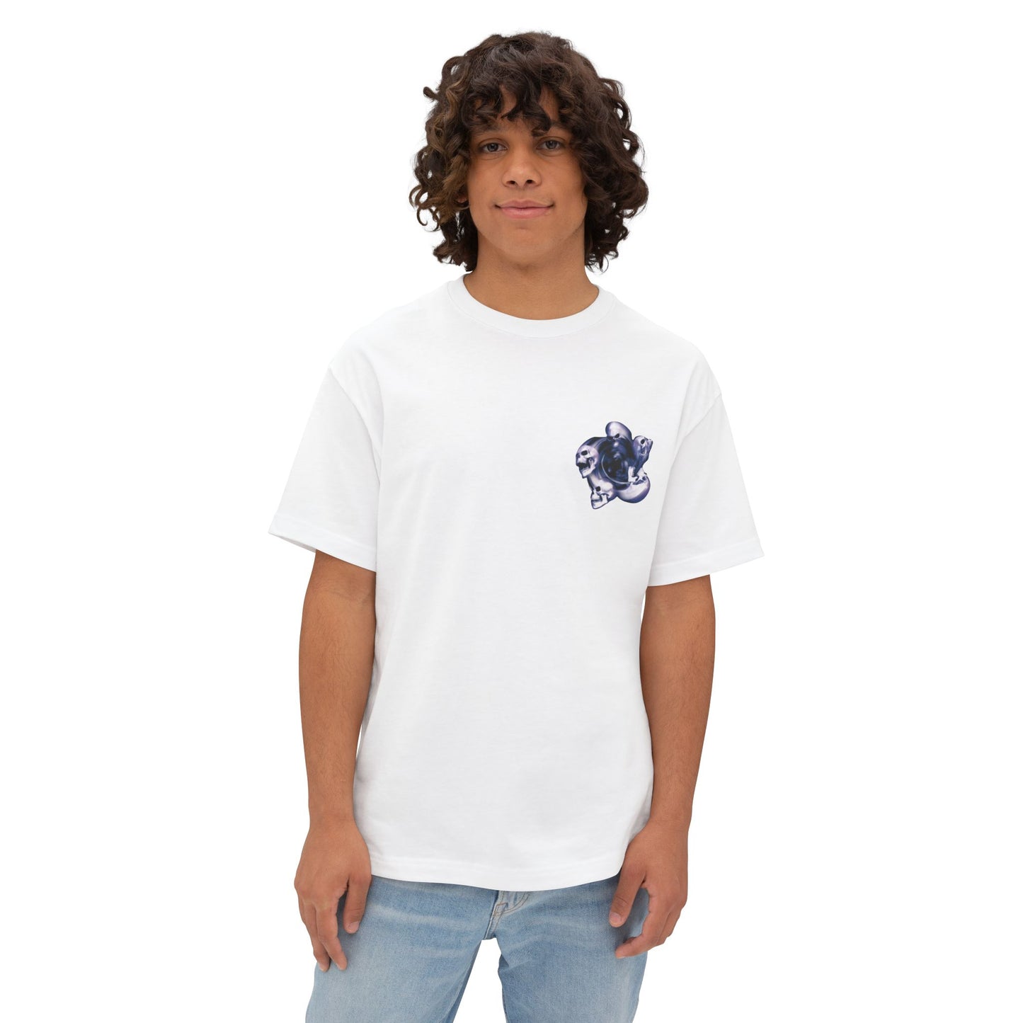 Edgy Men Oversized Tee with Skull Design, Perfect for Casual Wear, Alternative Fashion, Gift for Halloween, Band Merch