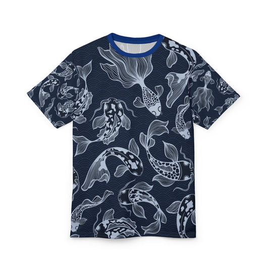 Nautical Koi Fish Tee Scandinavian - Unisex Cut & Sew T-Shirt, Casual Wear, Summer Fashion, Beach Style, Gift for Him/Her