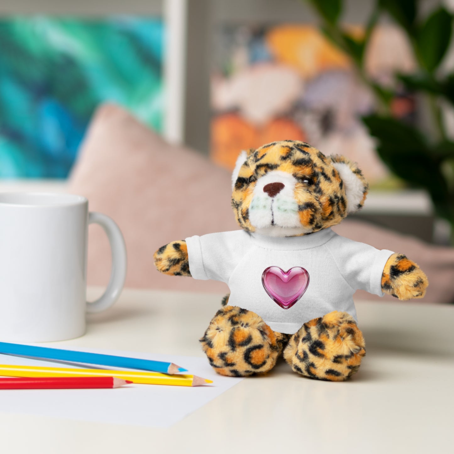 Adorable Stuffed Animal with Heart Tee, Perfect Gift for Kids, Birthdays, Baby Showers, or Just Because