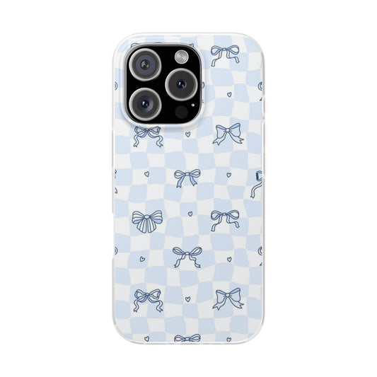 Blue Checkered And Bows Flexi Cases