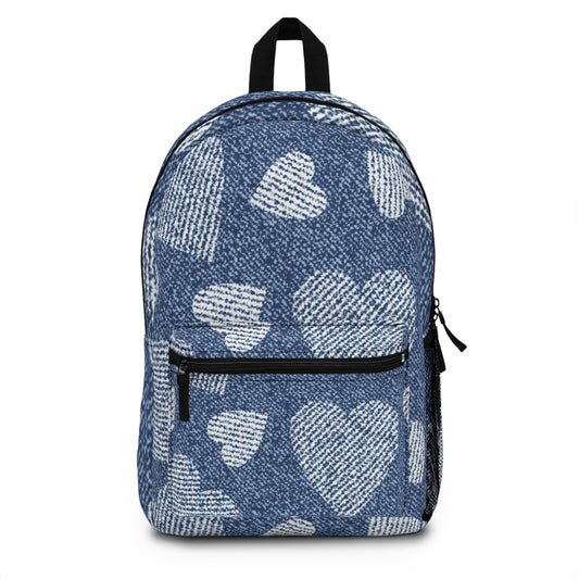 Denim Heart Backpack - Stylish, Durable Backpack for School, Casual Outings, Gifts, Back to School, Valentine's Day