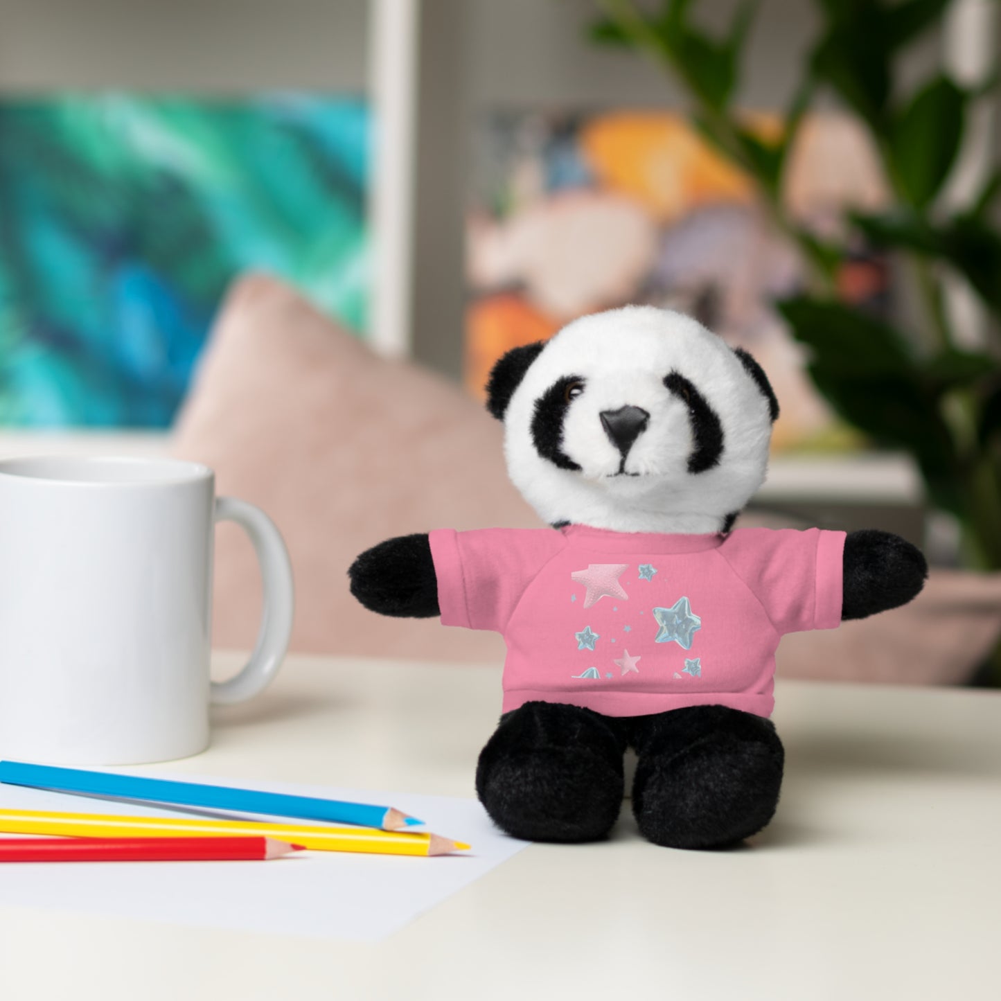 Adorable Stuffed Bear with Tee, Cute Gift for Kids, Soft Plush Toy for Birthdays, Nursery Decor, Cuddle Buddies