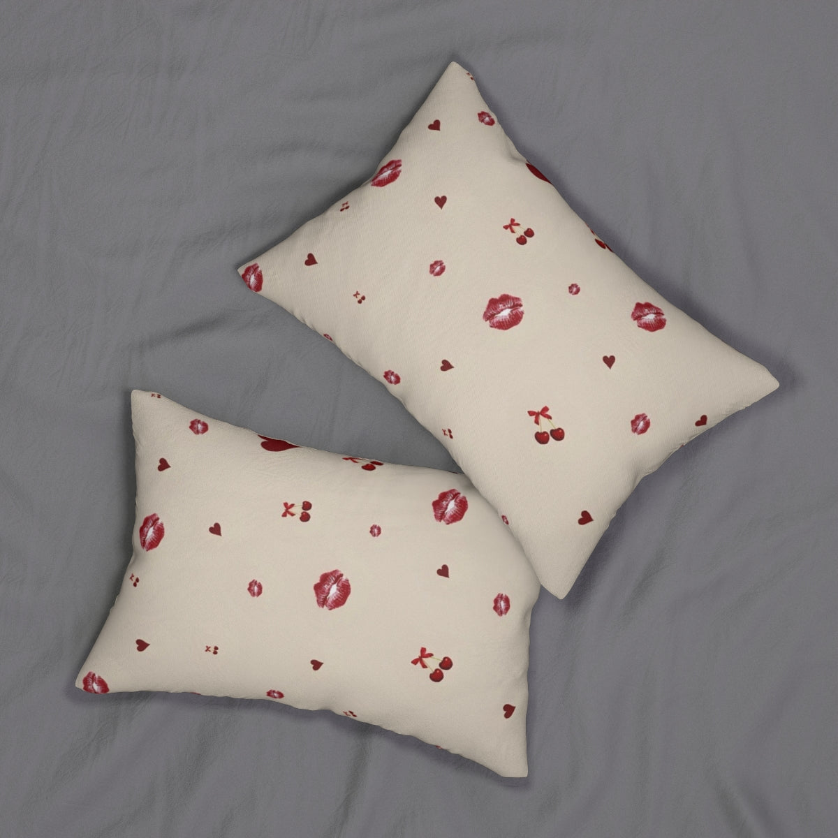 Cherry Kiss Comforter & Pillow Set – Flirty Red Lips, Hearts & Cherries 💋🍒❤️