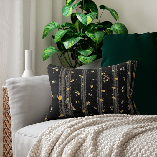 Midnight Bloom Comforter & Pillow Set – Black Lace Elegance with Bows & Florals 🖤🌸🎀