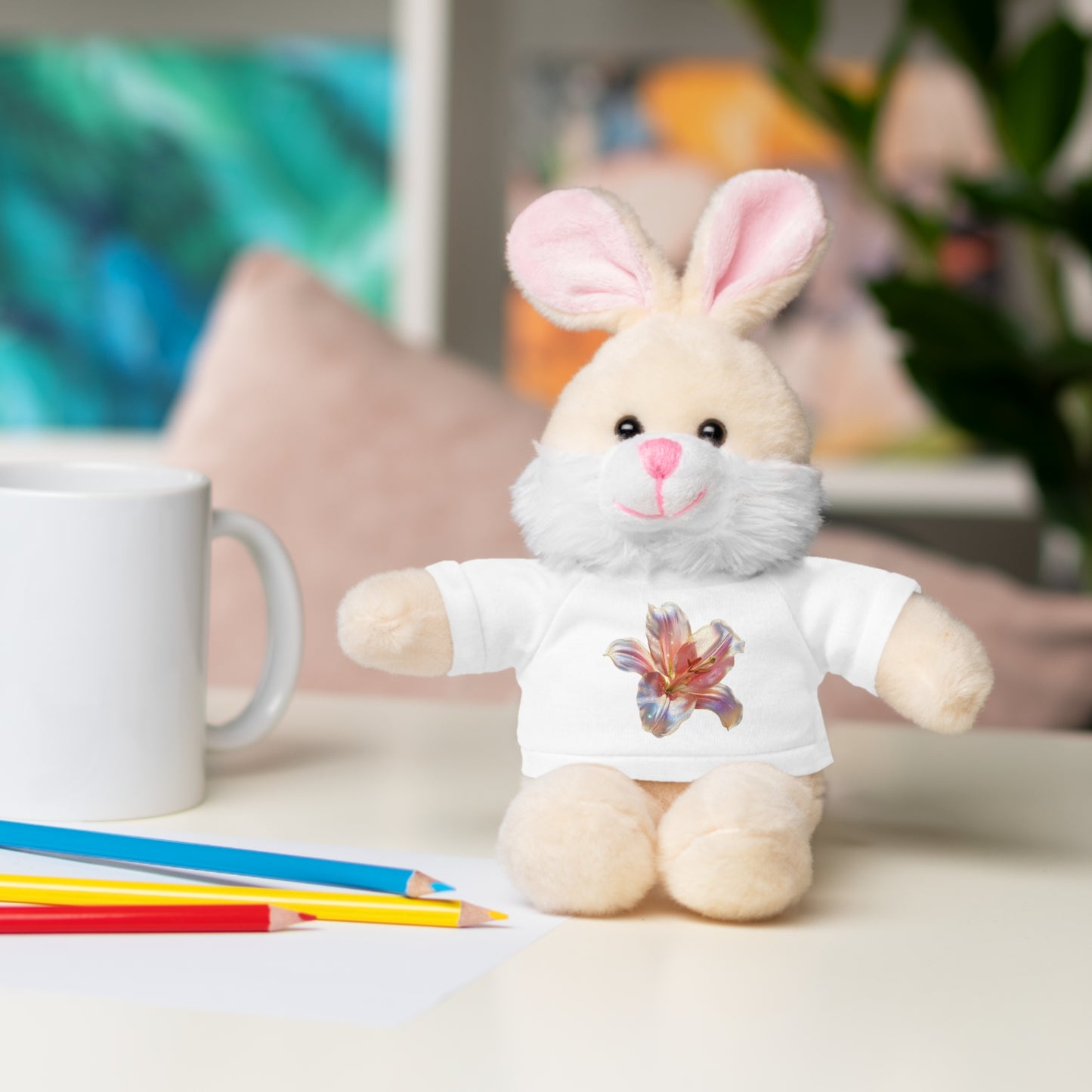 Cute Stuffed Animal Tee with tropical flower