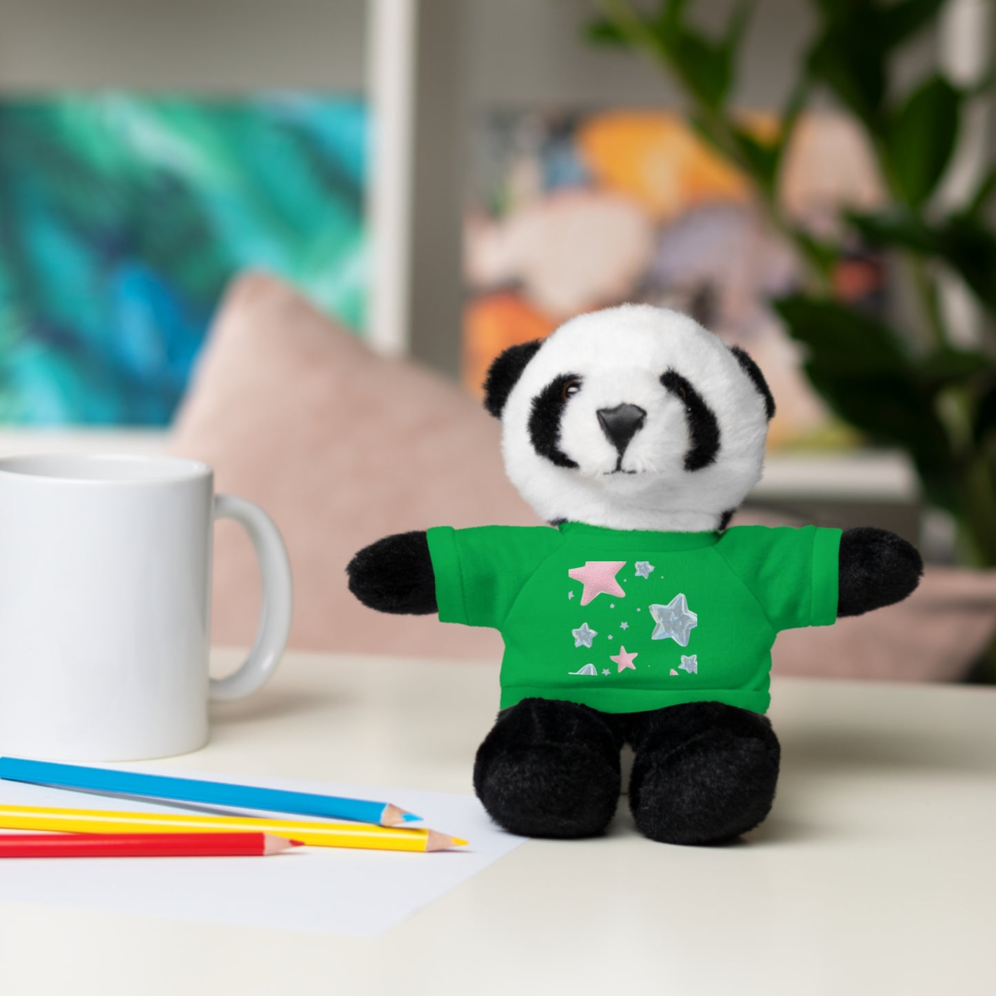 Adorable Stuffed Bear with Tee, Cute Gift for Kids, Soft Plush Toy for Birthdays, Nursery Decor, Cuddle Buddies