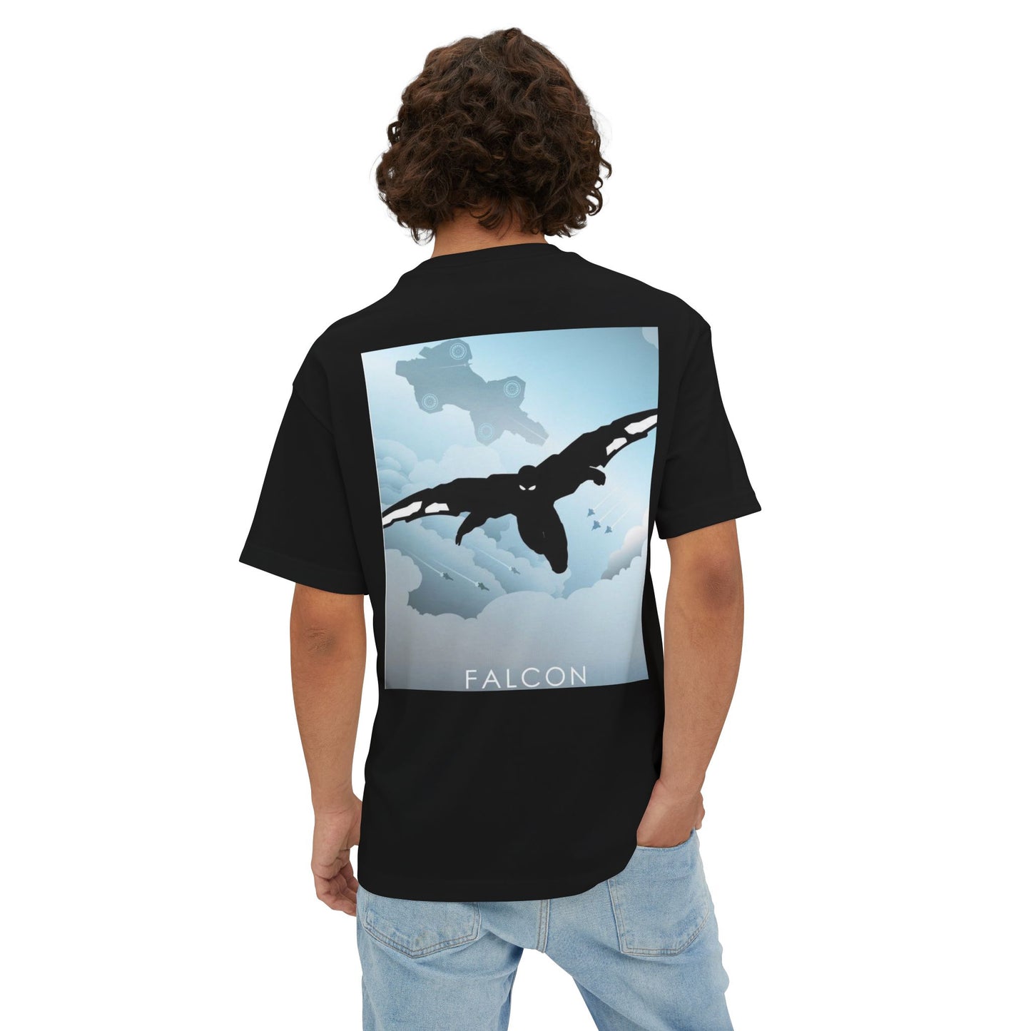 Marvel & Falcon Graphic Oversized Tee, Unisex Boxy Shirt, Comic Fan Gift, Casual Wear, Streetwear, Unique Graphic Tees