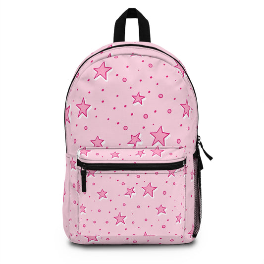 Pink Starry Backpack | Cute Kid's School Bag | Girls' Backpack | Trendy Daypack | Star Pattern Design | Fun Gift Idea