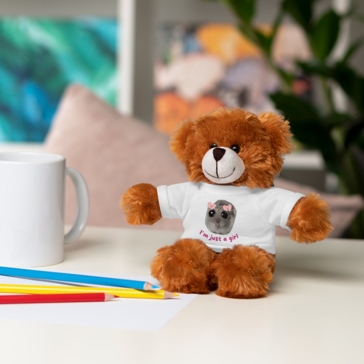 Adorable Stuffed Animal with T-Shirt, Cute Gifts for Kids, Birthday Present, Plush Toy for Girls and Boys, Collectible Teddy Bear