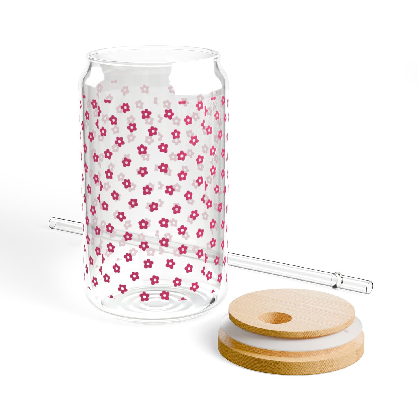 Floral Eco-Friendly Sipper Glass, 16oz - Perfect for Summer BBQs, Outdoor Parties, Birthdays, Sustainable Gift, Reusable Drinkware