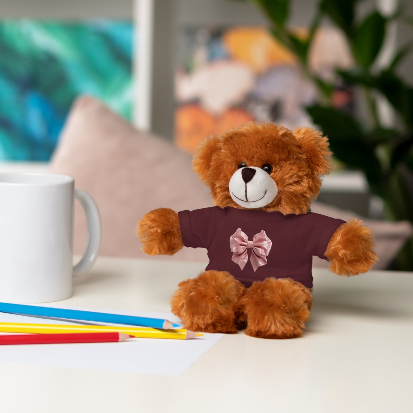 Adorable Customizable Stuffed Animal with Tee, Perfect Gift for Kids, Plush Toy for Birthdays, Baby Shower, Holiday Present, Cuddly Friend
