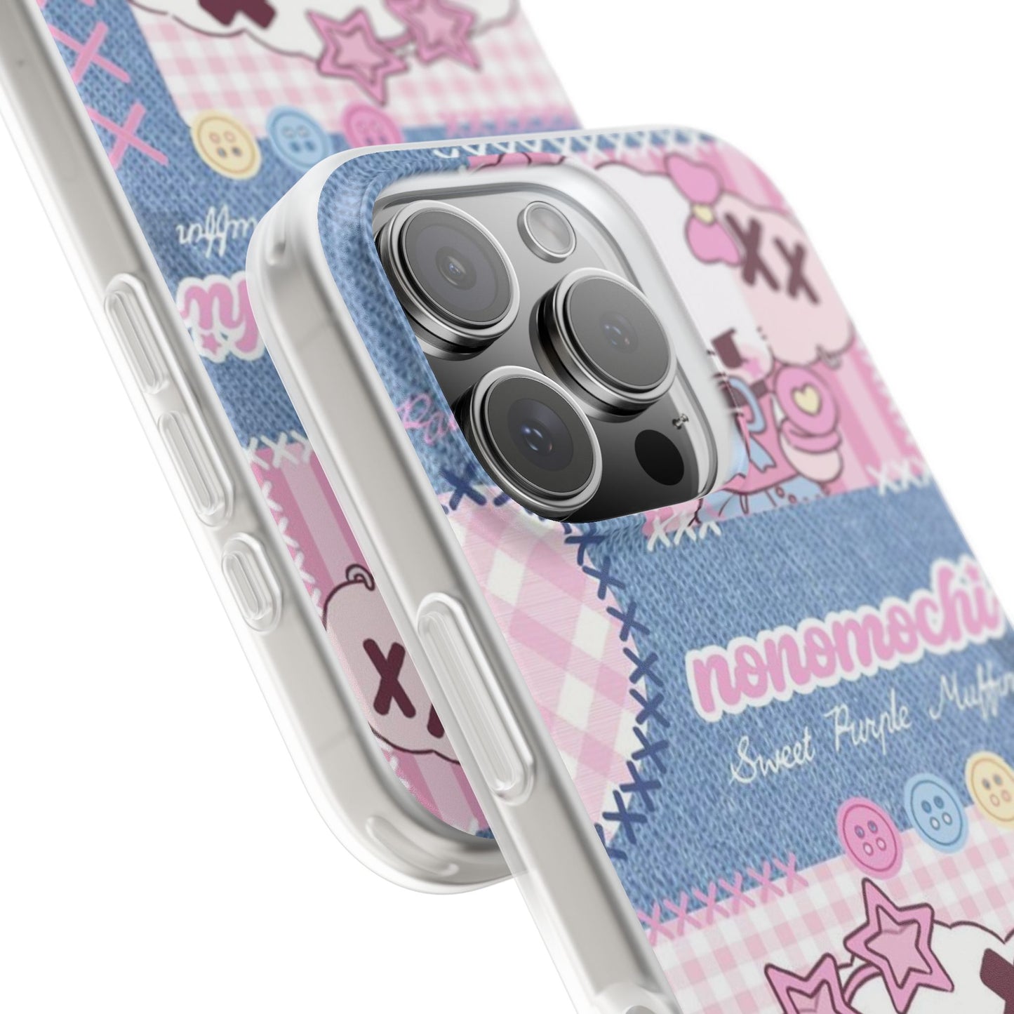 Cute Denim Style Phone Cases, Kawaii Phone Case, Cute Flexi Cases, Fun Phone Cover, Unique Gift Ideas