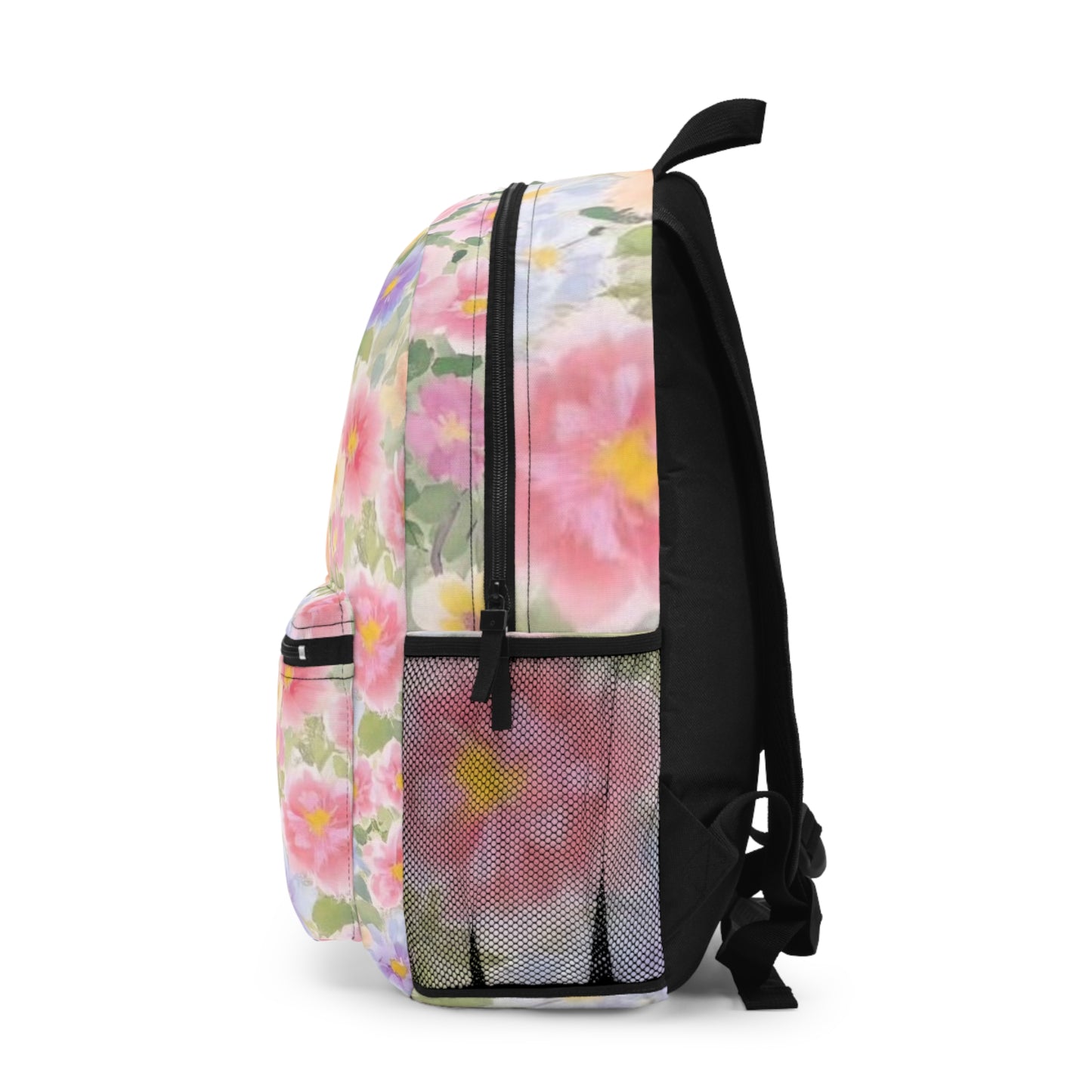 Floral Print Backpack, Stylish School Bag, Trendy Travel Backpack, Flower Pattern Daypack, Cute Floral Rucksack