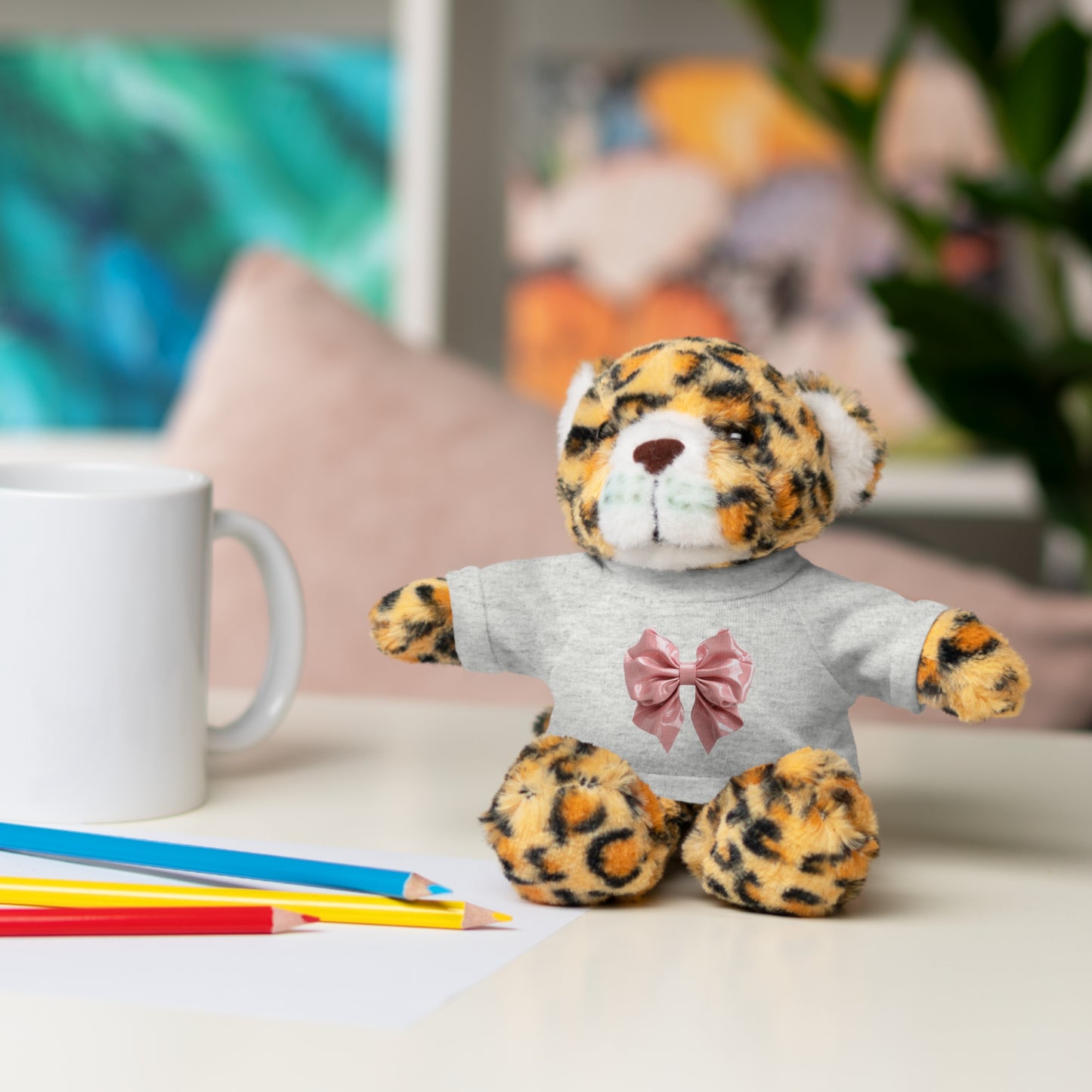 Adorable Customizable Stuffed Animal with Tee, Perfect Gift for Kids, Plush Toy for Birthdays, Baby Shower, Holiday Present, Cuddly Friend