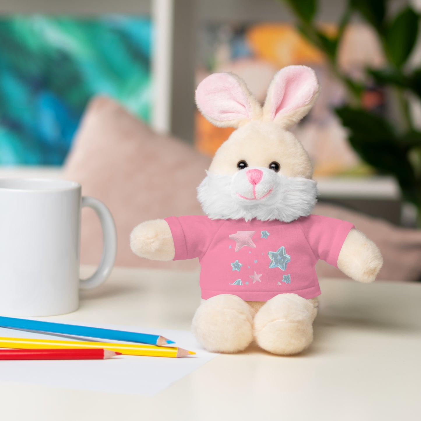 Adorable Stuffed Bear with Tee, Cute Gift for Kids, Soft Plush Toy for Birthdays, Nursery Decor, Cuddle Buddies
