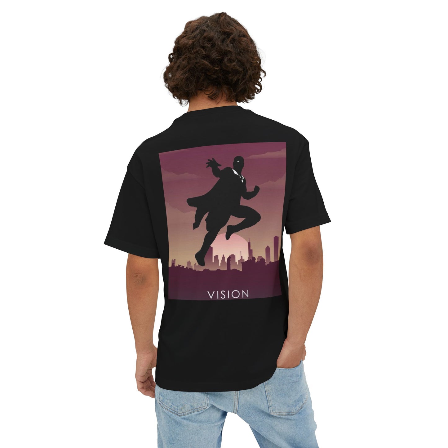 Marvel- Vision Unisex Oversized Boxy Tee | Superhero Apparel, Comic T-Shirt, Gift for Fans, Casual Wear, Unique Graphic Tee