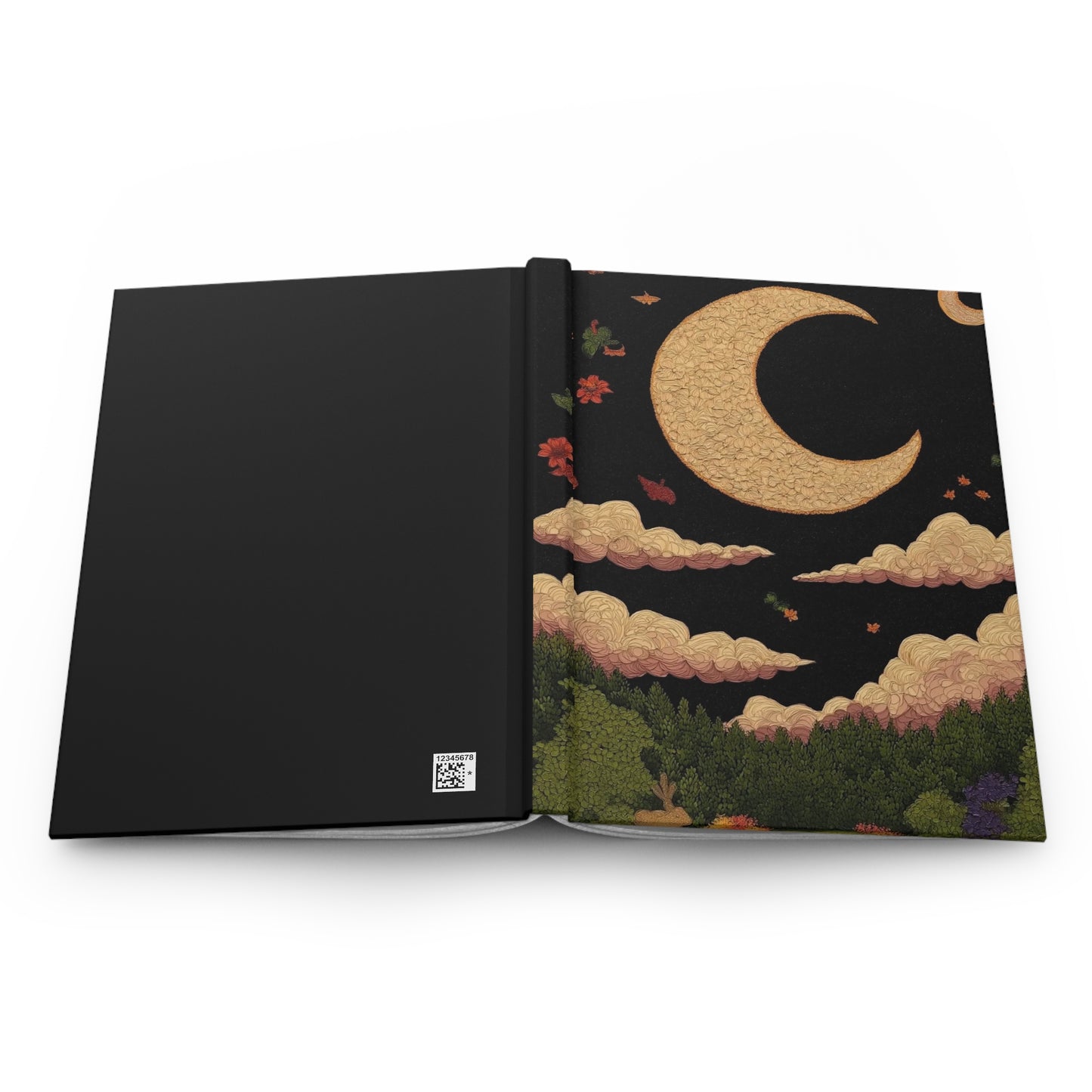 Dreamy Night Hardcover Journal | Cosmic Notebook, Writing Journal, Gift for Writers, Starry Sky Journal, Floral Notepad