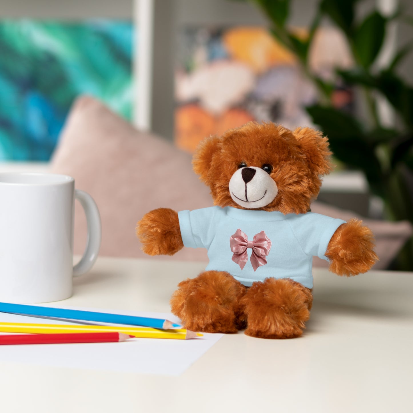 Adorable Customizable Stuffed Animal with Tee, Perfect Gift for Kids, Plush Toy for Birthdays, Baby Shower, Holiday Present, Cuddly Friend