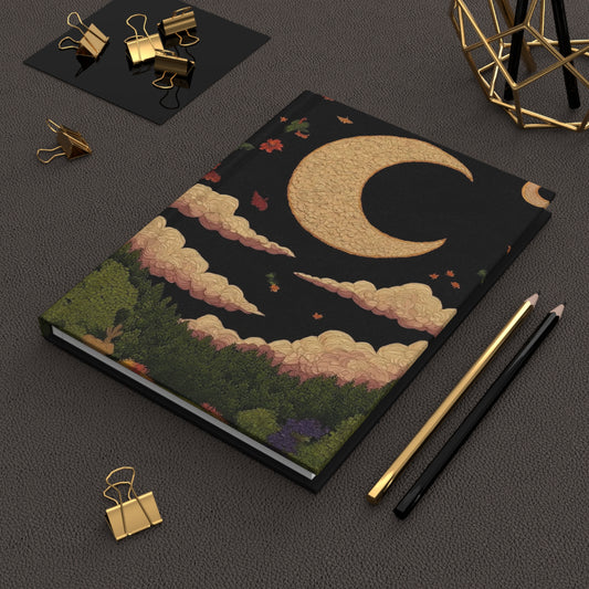 Dreamy Night Hardcover Journal | Cosmic Notebook, Writing Journal, Gift for Writers, Starry Sky Journal, Floral Notepad