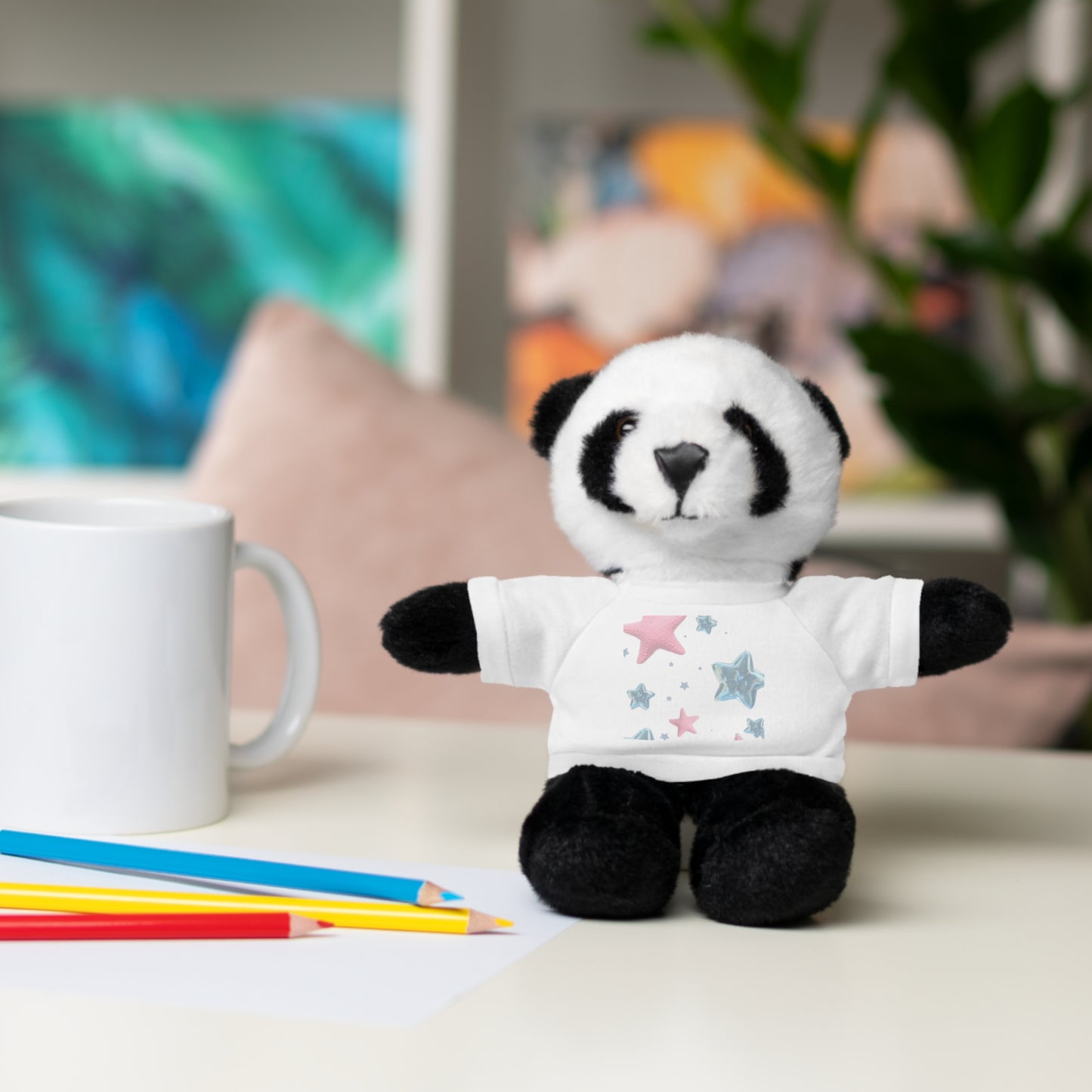 Adorable Stuffed Bear with Tee, Cute Gift for Kids, Soft Plush Toy for Birthdays, Nursery Decor, Cuddle Buddies