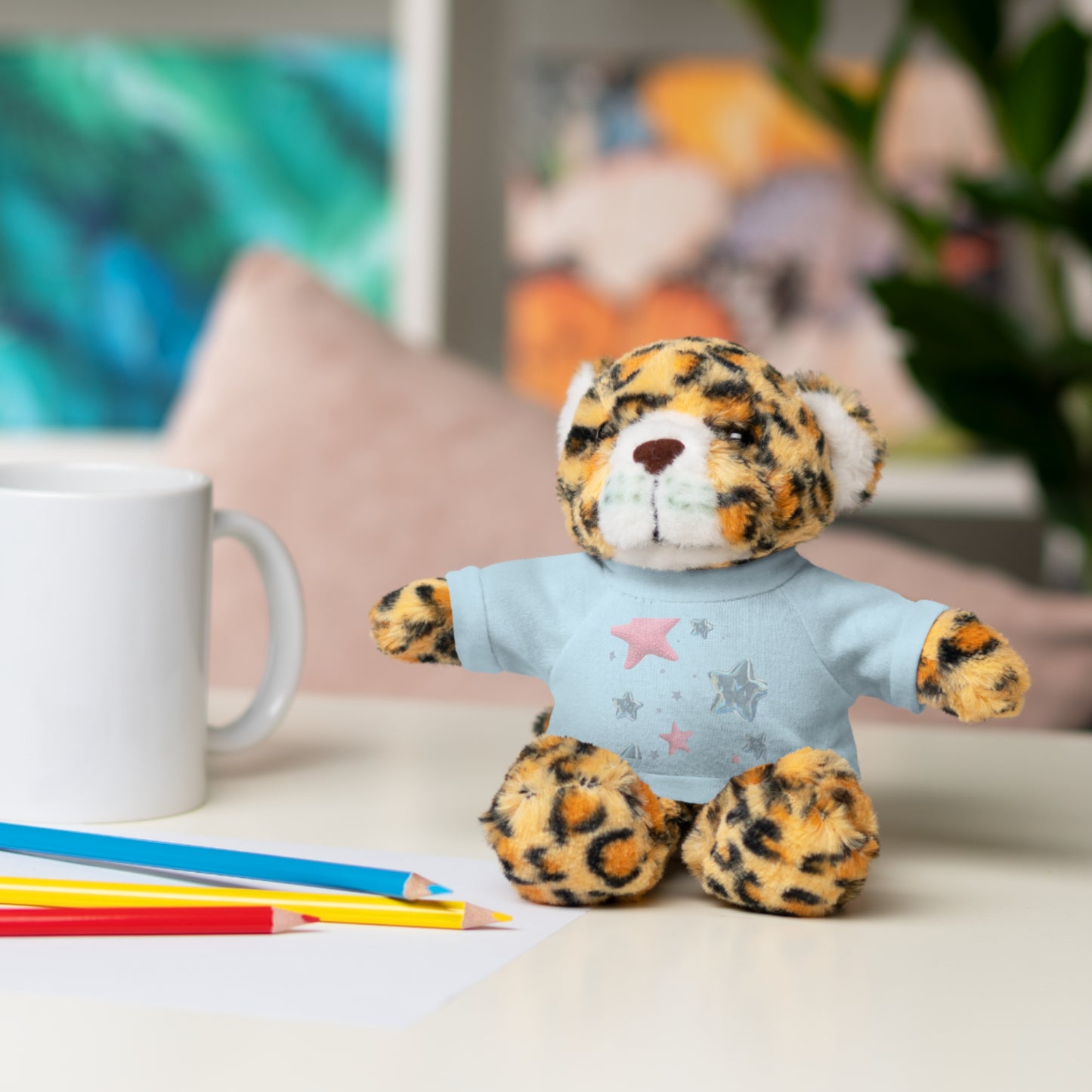 Adorable Stuffed Bear with Tee, Cute Gift for Kids, Soft Plush Toy for Birthdays, Nursery Decor, Cuddle Buddies