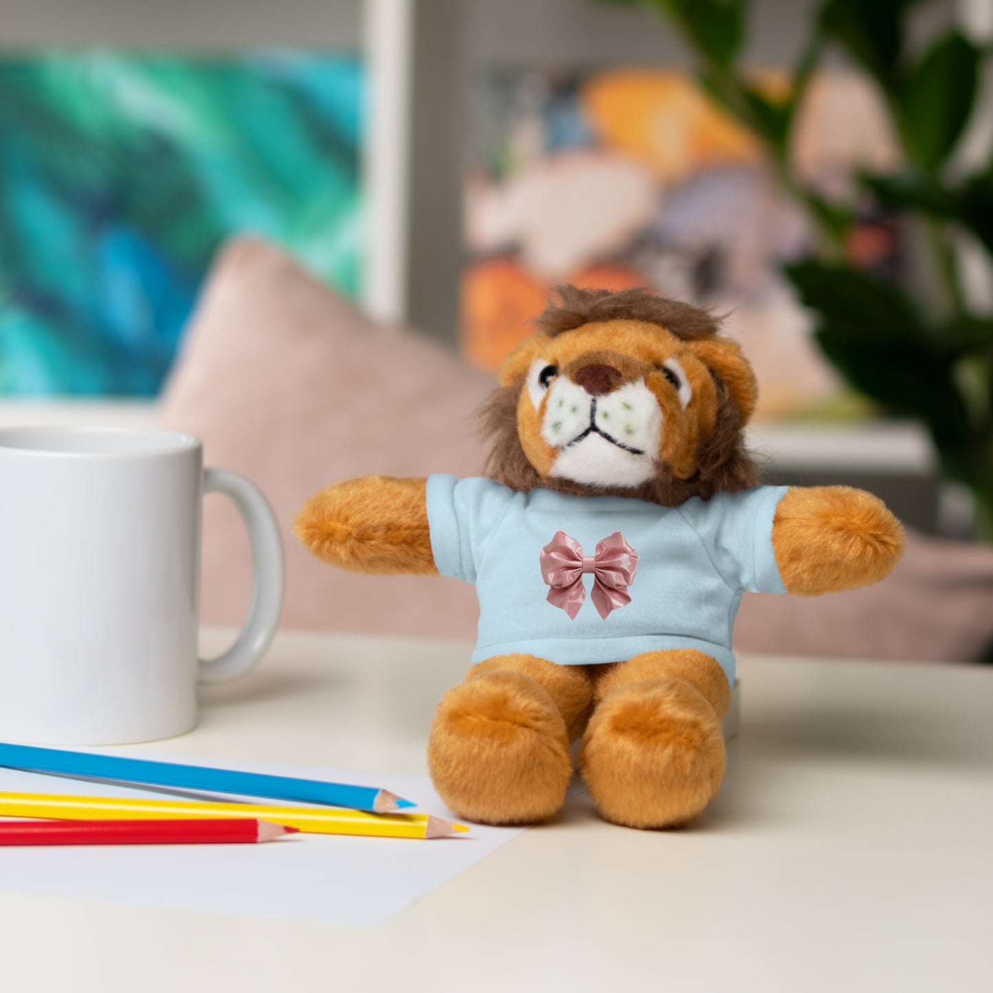 Adorable Customizable Stuffed Animal with Tee, Perfect Gift for Kids, Plush Toy for Birthdays, Baby Shower, Holiday Present, Cuddly Friend