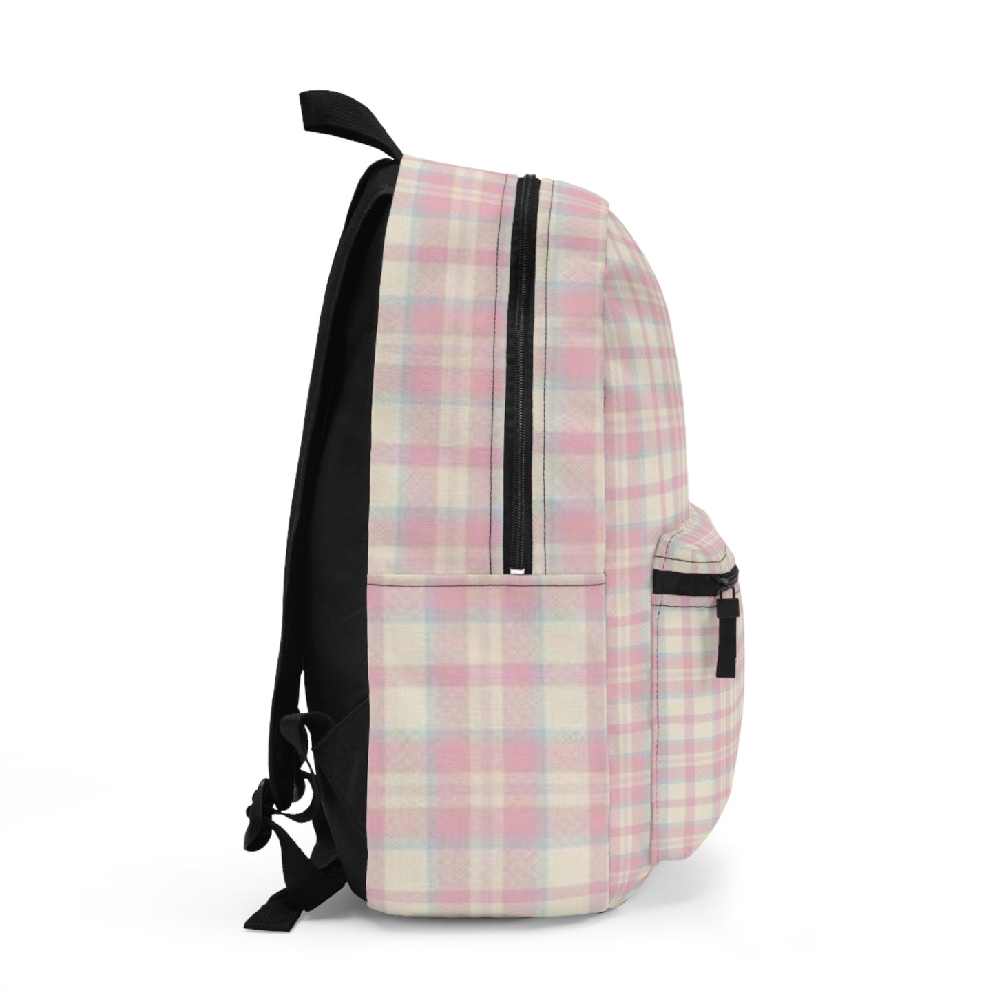 Chic Pink Plaid Backpack for Students, Trendy School Bag, Casual Daypack, Travel Backpack, Gift for Her