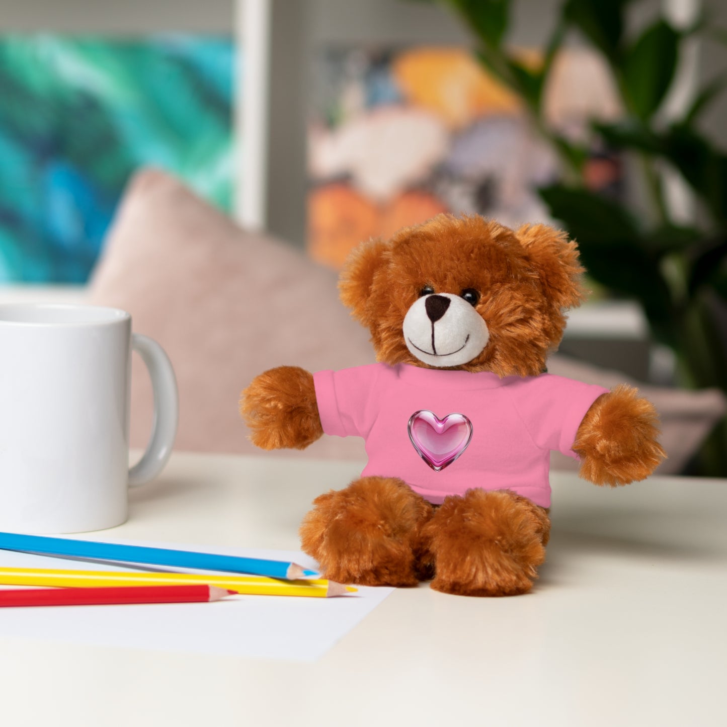 Adorable Stuffed Animal with Heart Tee, Perfect Gift for Kids, Birthdays, Baby Showers, or Just Because