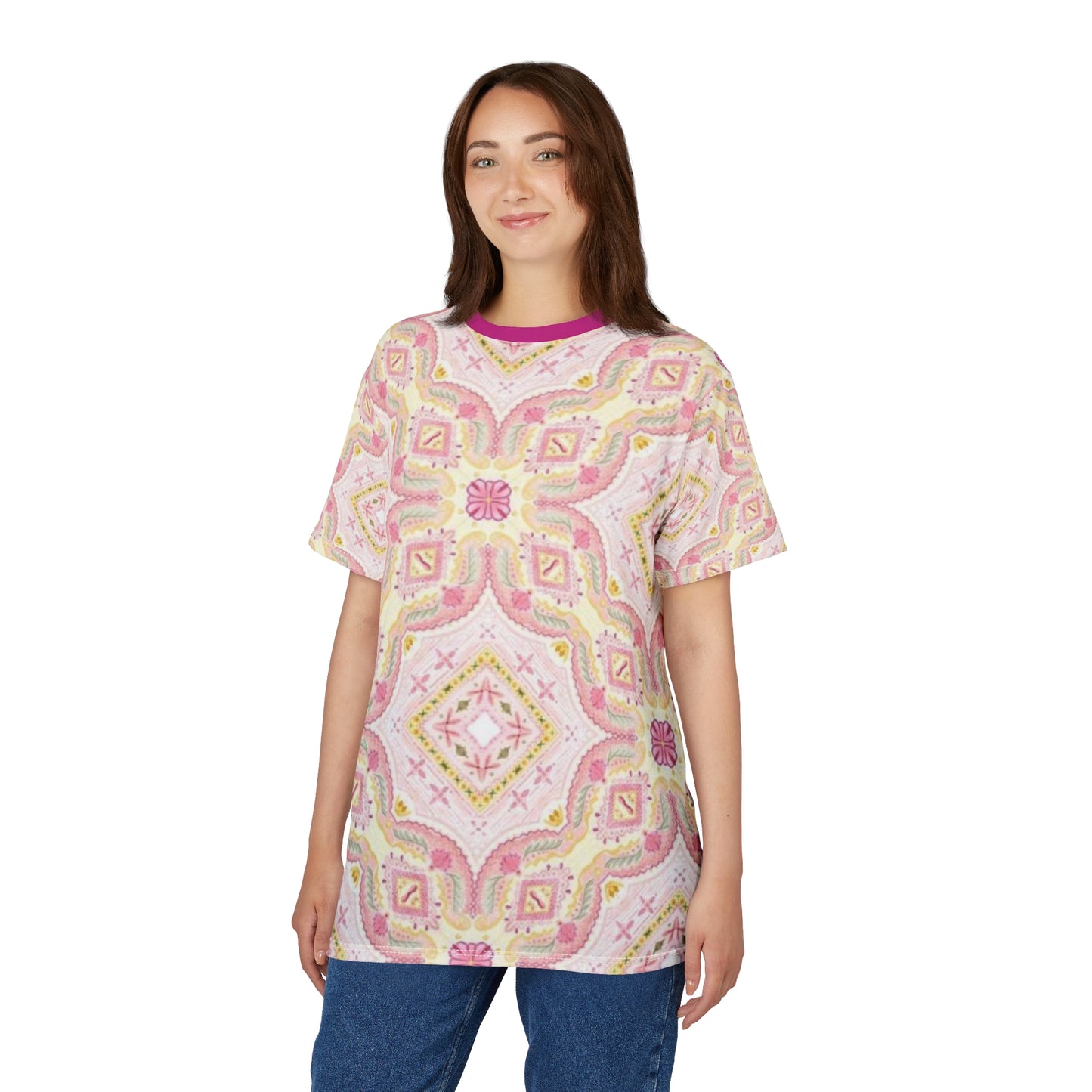 Bohemian Scandinavian Print Tee, Colorful Graphic Shirt, Casual Summer Wear, Unique Gift for Her, Festival Fashion, Everyday Style