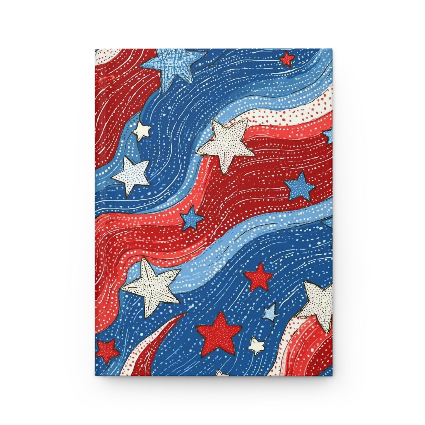 Patriotic Hardcover Journal, Starry Blue Red Journal, USA Themed Writing Notebook, Perfect for Fourth of July, Memorial Day, Gifts