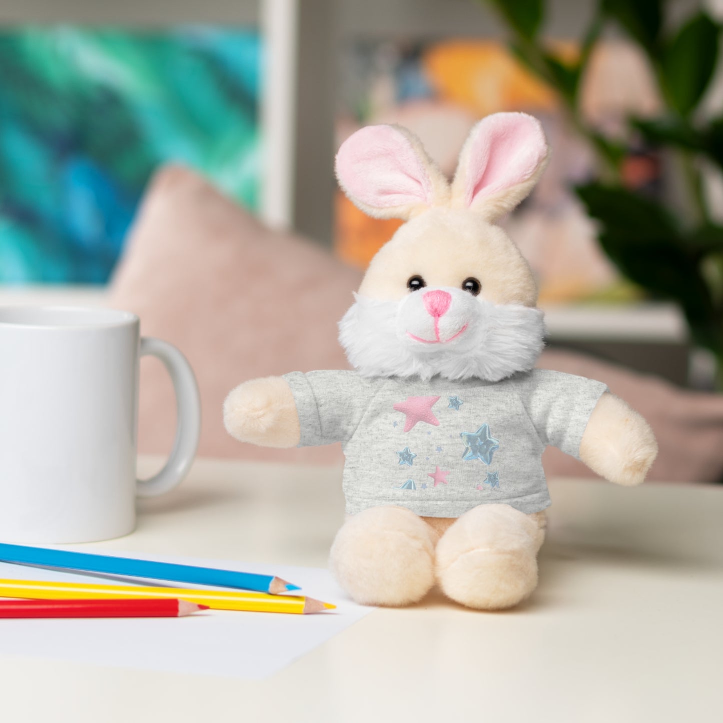 Adorable Stuffed Bear with Tee, Cute Gift for Kids, Soft Plush Toy for Birthdays, Nursery Decor, Cuddle Buddies