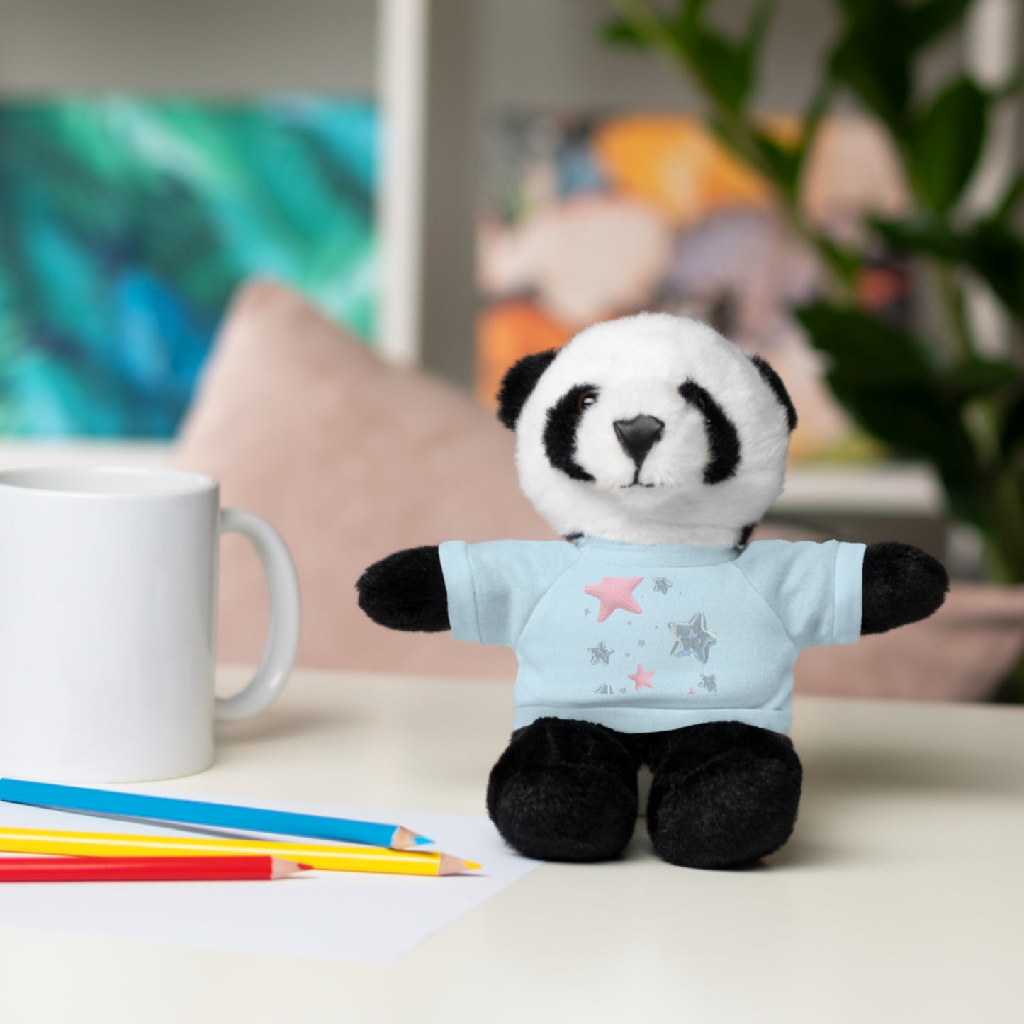 Adorable Stuffed Bear with Tee, Cute Gift for Kids, Soft Plush Toy for Birthdays, Nursery Decor, Cuddle Buddies