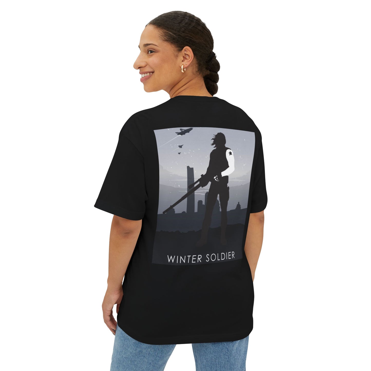 Marvel and Winter Soldier Graphic Oversized Tee, Casual Wear, Superhero Fan Tee, Gift for Him/Her, Comic Con Apparel