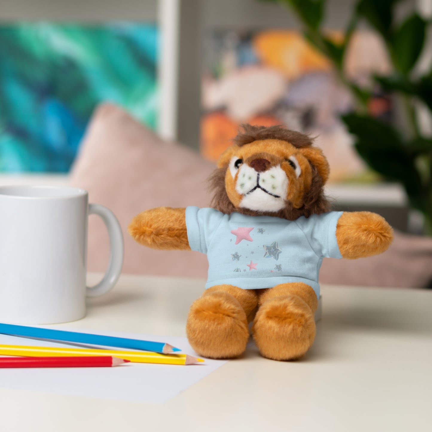 Adorable Stuffed Bear with Tee, Cute Gift for Kids, Soft Plush Toy for Birthdays, Nursery Decor, Cuddle Buddies