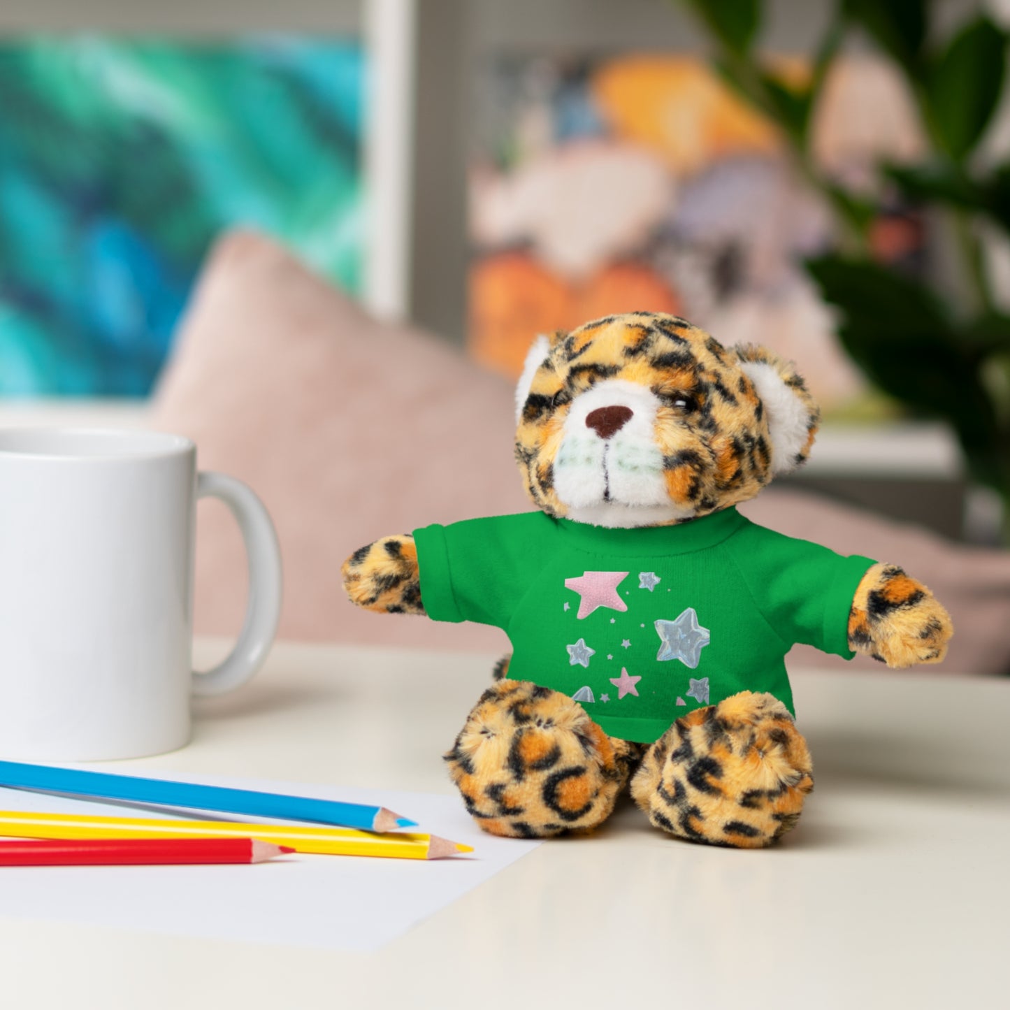 Adorable Stuffed Bear with Tee, Cute Gift for Kids, Soft Plush Toy for Birthdays, Nursery Decor, Cuddle Buddies