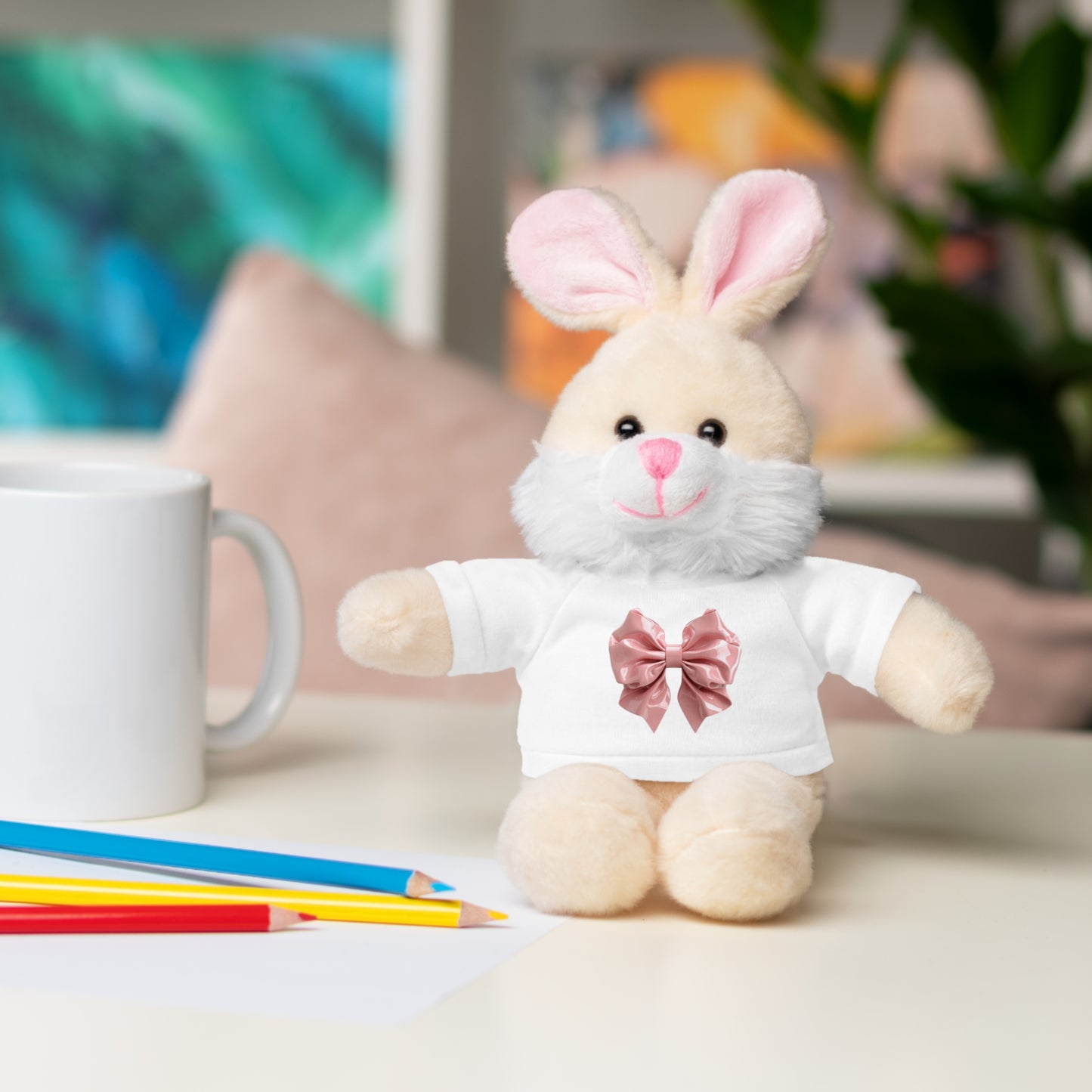 Adorable Customizable Stuffed Animal with Tee, Perfect Gift for Kids, Plush Toy for Birthdays, Baby Shower, Holiday Present, Cuddly Friend