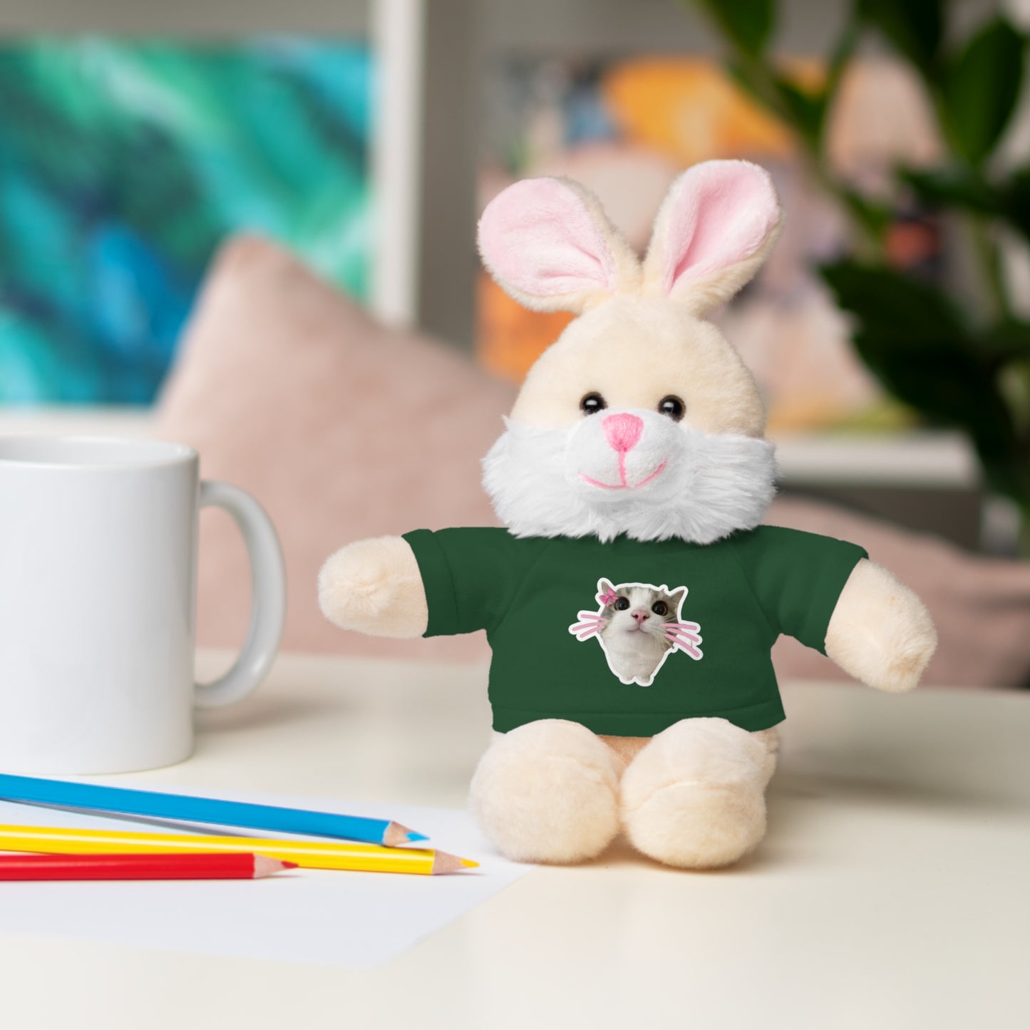 Adorable Stuffed Animal with T-Shirt, Cute Plush Toy, Gift for Kids, Personalized Teddy Bear, Birthday, Holiday Gift
