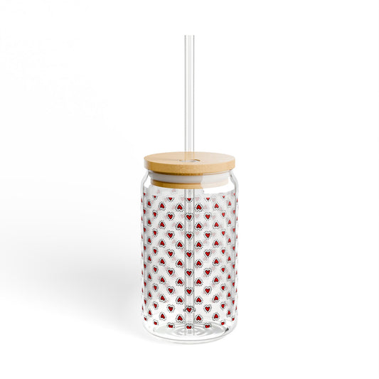Charming Heart Sipper Glass - 16oz | Decorative Drinkware, Eco-Friendly Beverage Container, Summer Party Essential, Unique Gift for Fun Gatherings