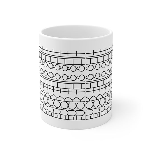 Modern Minimalist Pattern Mug - 11oz Coffee Cup, Unique Gift for Home, Office Decor, Stylish Beverage Container, Black and White Design